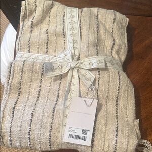 Altar'd State Cream and Black Striped Throw Blanket